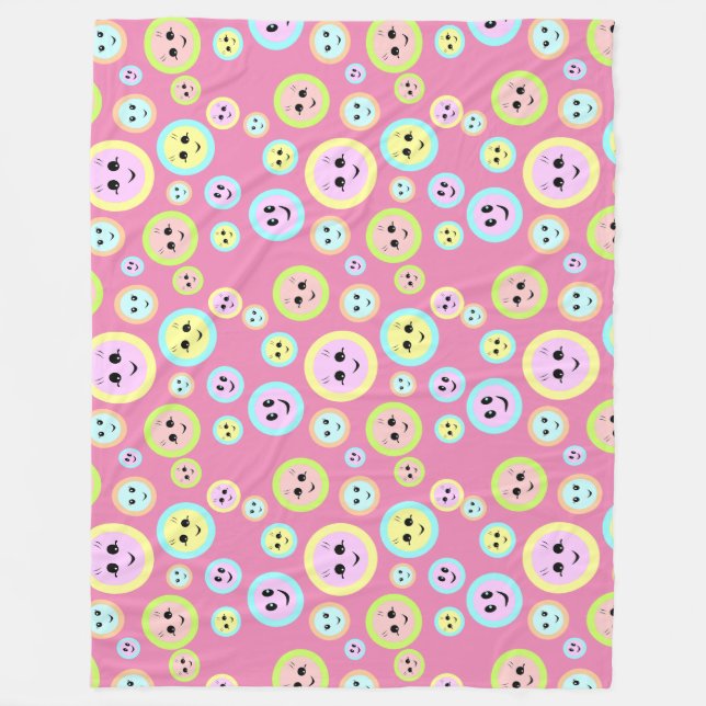 Glückliche Gesichter in Pastellfarben - Spaß und n Fleecedecke (Vorderseite)