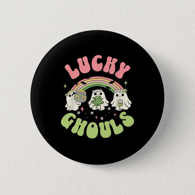 Glückliche Ghule St. Patricks Day Gruseliger Geist Button (Vorderseite)