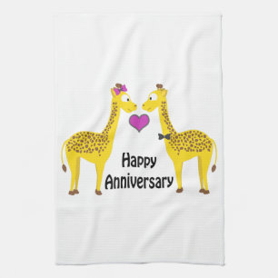 Glückliche Giraffen zum Jahrestag Handtuch