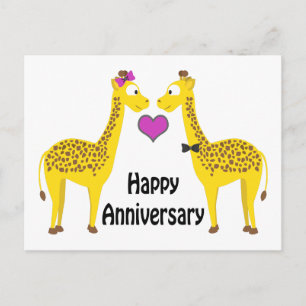 Glückliche Giraffen zum Jahrestag Postkarte