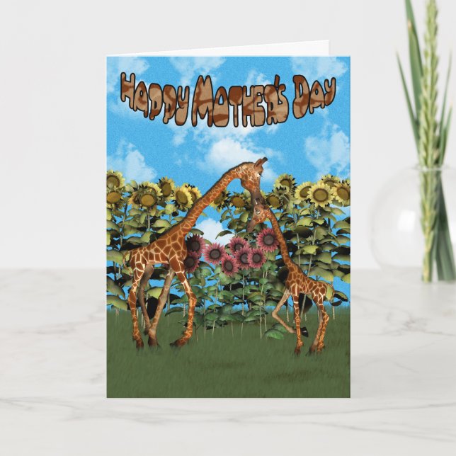 Glückliche Giraffenkarte zum Muttertag Karte (Vorderseite)