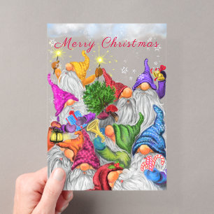 Glückliche Gnom-Partei-Acrylkarten Weihnachtskarte Acryleinladungen