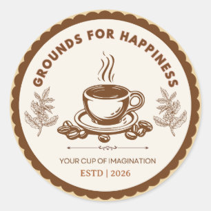 Glückliche Gründe Kaffee-Logo Runder Aufkleber