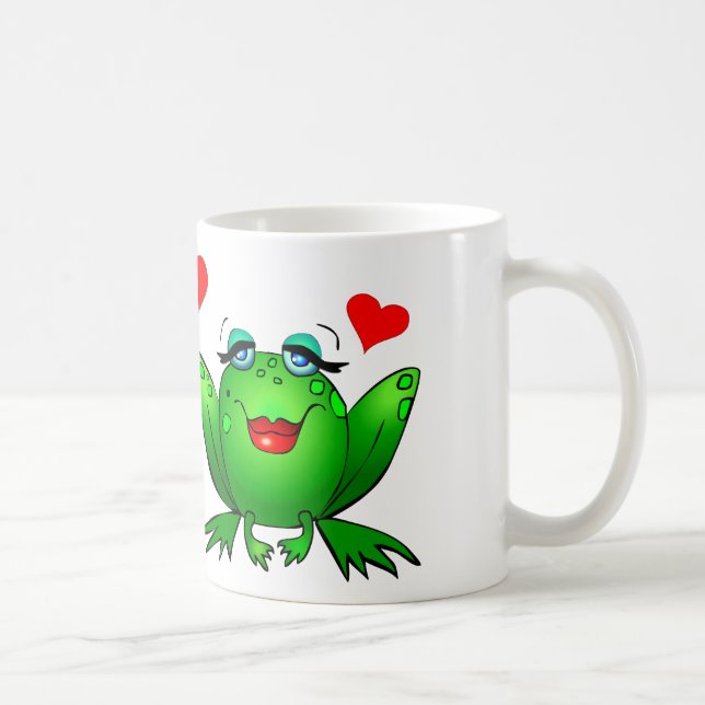 Glückliche grüne Frosch-niedliche Cartoon-Tiere Kaffeetasse (Rechts)