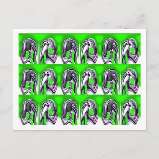 Glückliche grüne Kunst Postkarte (Vorderseite)