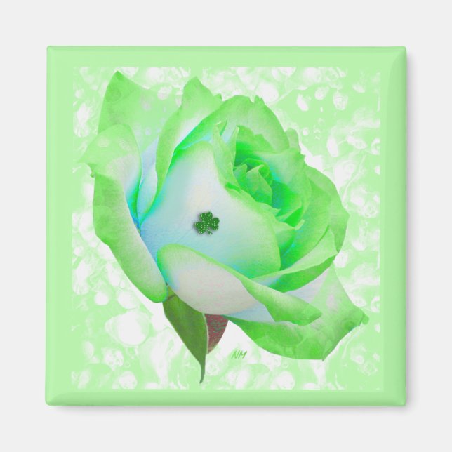 Glückliche grüne Rose, Schaltfläche Magnet (Vorne)