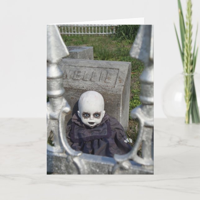Glückliche gruselige Dollz Gruß-Karte Halloweens Karte (Vorderseite)