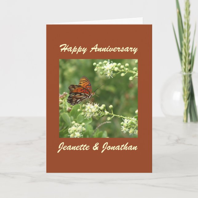 Glückliche Grußkarte zum Jubiläum, Schmetterling,  Karte (Vorderseite)
