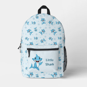 Glückliche Haifamilie gemustert Blau Bedruckter Rucksack
