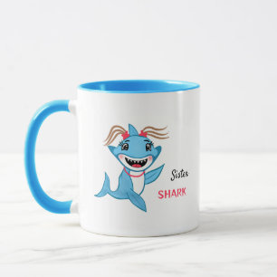 Glückliche Haifamilie Schwester Hai Tasse