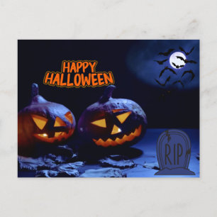 Glückliche Halloween-Beängstigende Kürbis, RIP, Fl Postkarte
