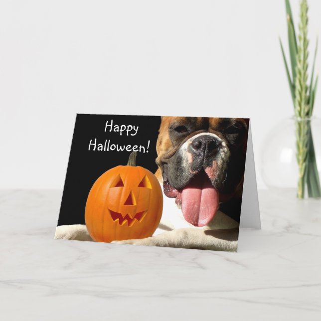 Glückliche Halloween Boxer Grußkarte Karte (Vorderseite)