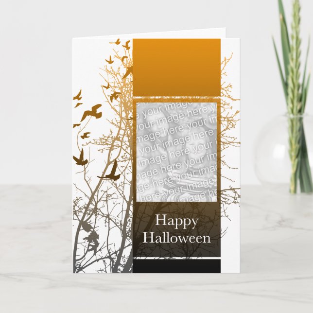 glückliche Halloween-Fotokarte: silhouscreen Karte (Vorderseite)