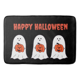 Glückliche Halloween-Geister mit Jack-o-Lanterns Badematte