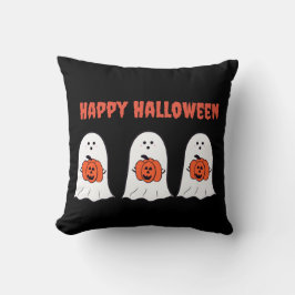 Glückliche Halloween-Geister mit Jack-o-Lanterns Kissen