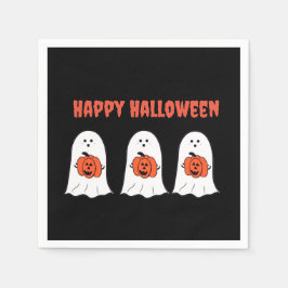 Glückliche Halloween-Geister mit Jack-o-Lanterns Serviette