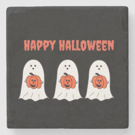 Glückliche Halloween-Geister mit Jack-o-Lanterns Steinuntersetzer