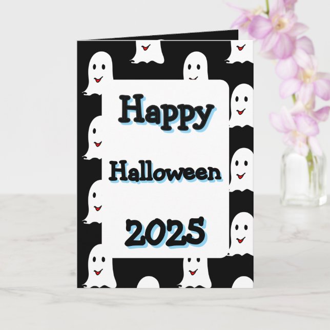 Glückliche Halloween-Grußkarte 2025 Karte (Orchidee)