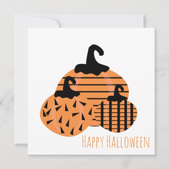 Glückliche Halloween-Grußkarte | Geo Pumpkins Dankeskarte (Vorderseite)