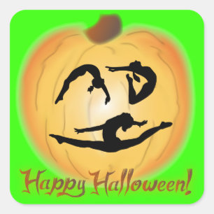 Glückliche Halloween-Gymnastik Quadratischer Aufkleber