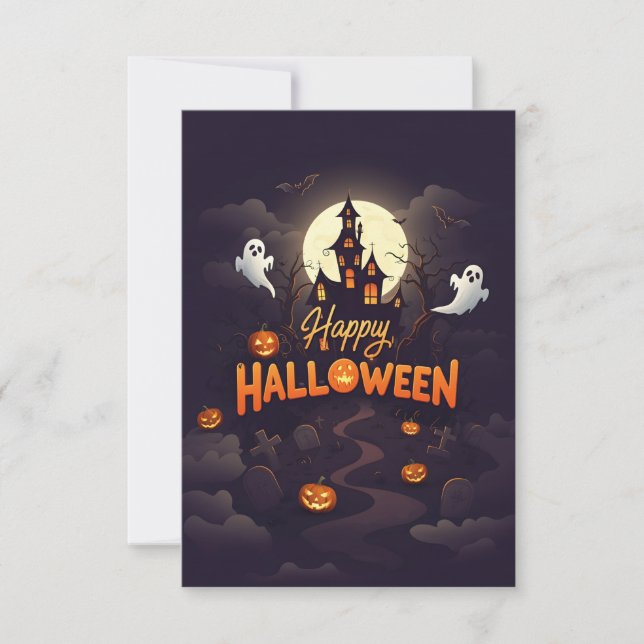 Glückliche Halloween-Karte mit Personalisiertem Na Dankeskarte (Vorderseite)