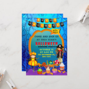 Glückliche Halloween-Kostümkinder Party-Feier Einladung