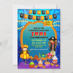 Glückliche Halloween-Kostümkinder Party-Feier Einladung