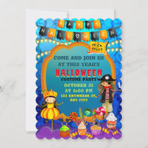 Glückliche Halloween-Kostümkinder Party-Feier Einladung