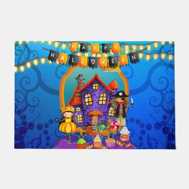 Glückliche Halloween-Kostümkinder Party-Feier Fußmatte (Vorderseite)