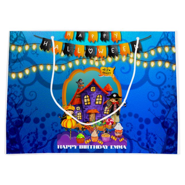 Glückliche Halloween-Kostümkinder Party-Feier Große Geschenktüte (Vorderseite)