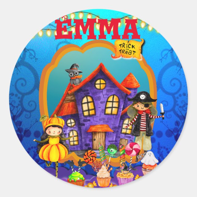Glückliche Halloween-Kostümkinder Party-Feier Runder Aufkleber (Vorderseite)