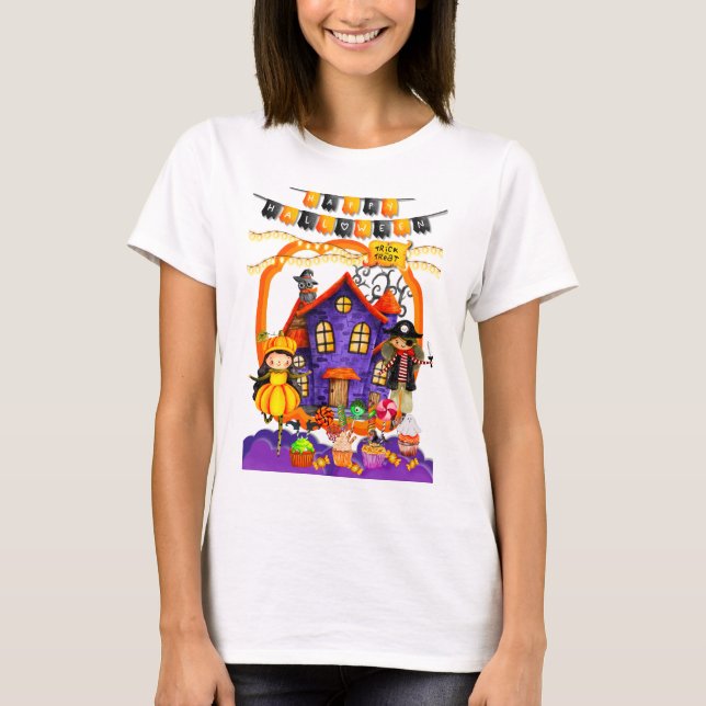 Glückliche Halloween-Kostümkinder Party-Feier T-Shirt (Vorderseite)