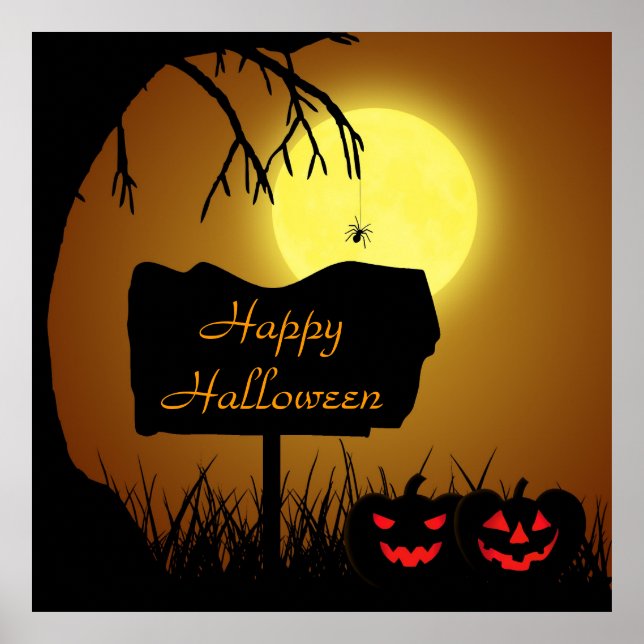 Glückliche Halloween-Kürbislaterne Pumpkins Poster (Vorne)