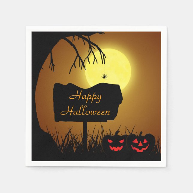 Glückliche Halloween-Kürbislaterne Pumpkins Serviette (Vorderseite)