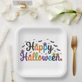Glückliche Halloween-Monster Pappteller