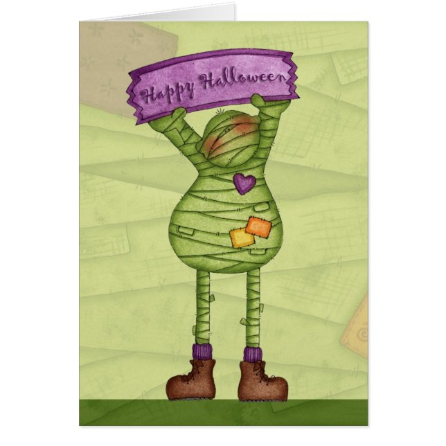 Glückliche Halloween-Mummy - Grußkarte (Vorne)