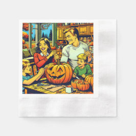 Glückliche Halloween Nostalgische Karikaturenkürme Serviette