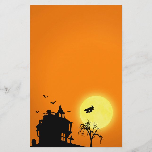 Glückliche Halloween-Silhouette-Landschaft Briefpapier (Vorderseite)