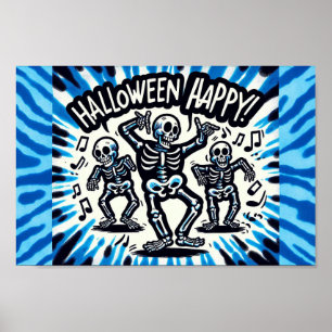 Glückliche Halloween-Skelette: Tanz Party Krawatte Poster