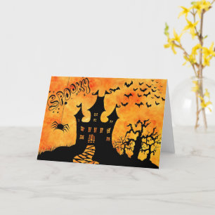 Glückliche Halloween Spooky Castle Grußkarte Karte