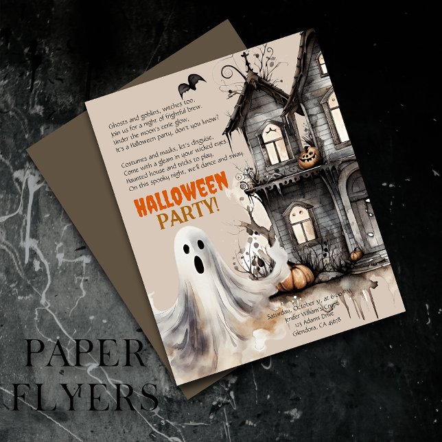 Glückliche Halloween Spooky Ghost Party Gedicht Ei Flyer (Inexpensive and ideal Halloween invitations, perfect for inviting guests to your party.)