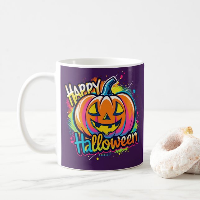 Glückliche Halloween-Tasse - Spooky & Fun-Geschenk Kaffeetasse (Mit Donut)