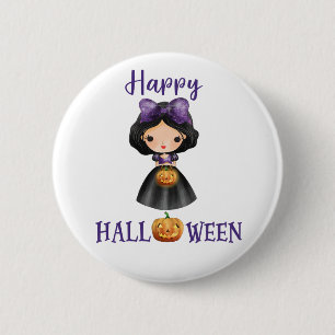Glückliche Halloween-Taste Girl Spooky Prinzessin- Button
