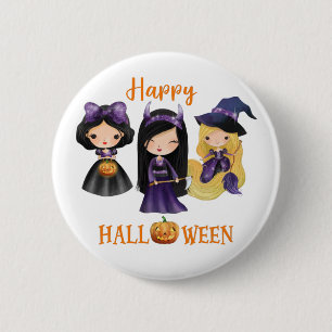 Glückliche Halloween-Taste Girl Spooky Prinzessin- Button