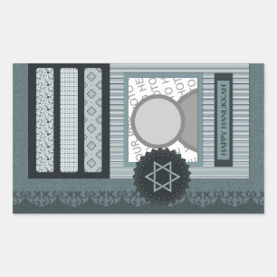glückliche hanukkah (Scrapbook) Rechteckiger Aufkleber