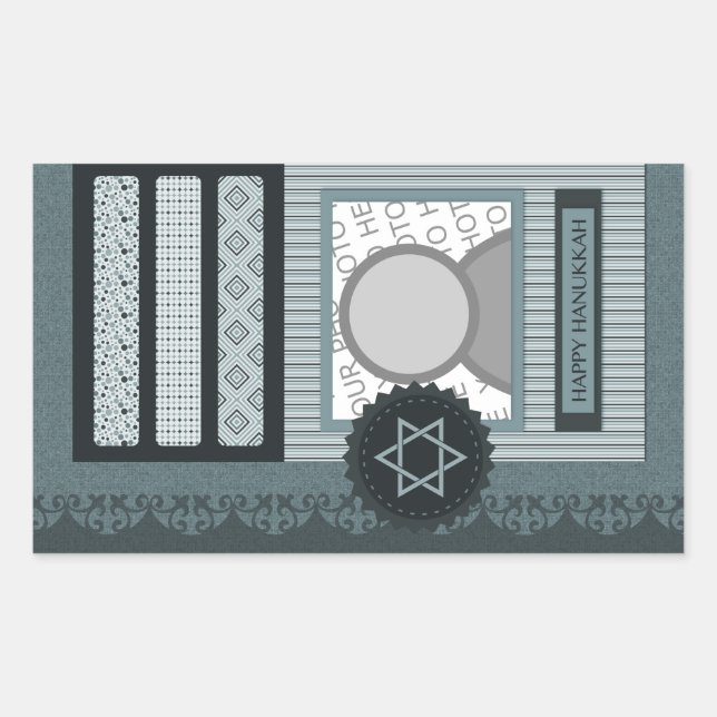glückliche hanukkah (Scrapbook) Rechteckiger Aufkleber (Vorderseite)