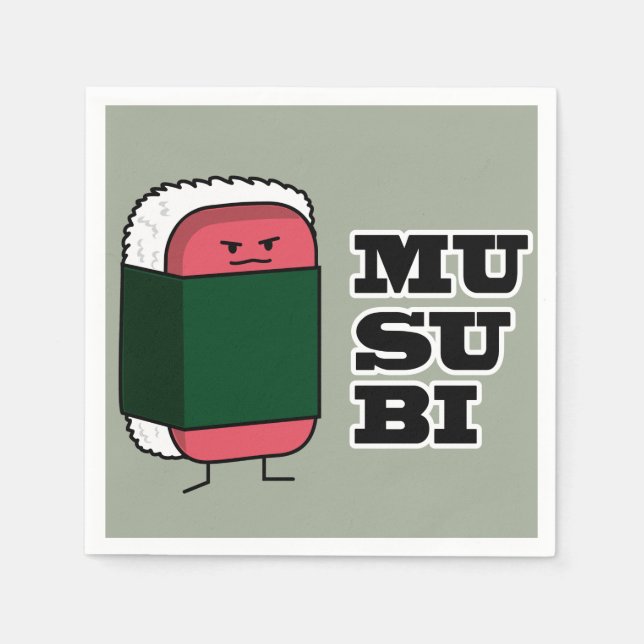 Glückliche hawaiische Musubi Spam-Sushi Nori Serviette (Vorderseite)