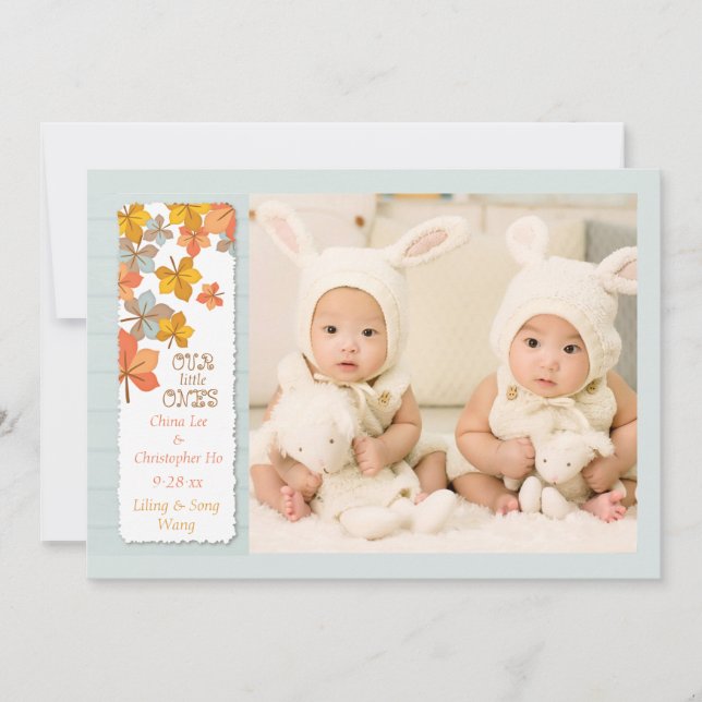 Glückliche Herbstankündigung Foto Geburtserklärung Ankündigung (Vorderseite)