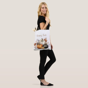 Glückliche Herbstblumen und Kürbisse Wasserfarbe H Tasche