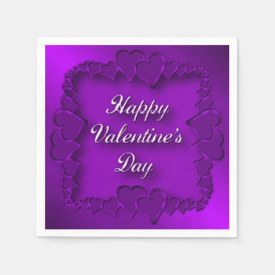 Glückliche Herz-Servietten des Valentines lila Serviette